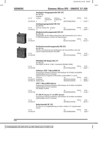 Elektromaterial 2009 - Teilliste 9 - Teilregister_KUG.win - uni elektro