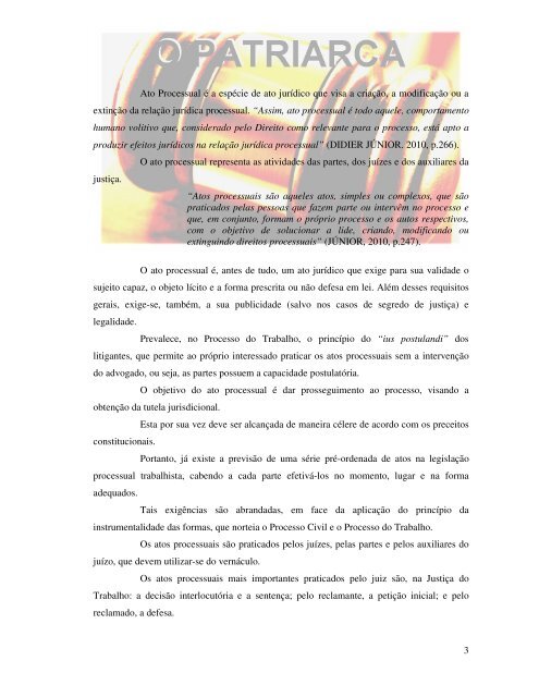 Título: Atos, Termos e Prazos Processuais Trabalhistas - Unipac