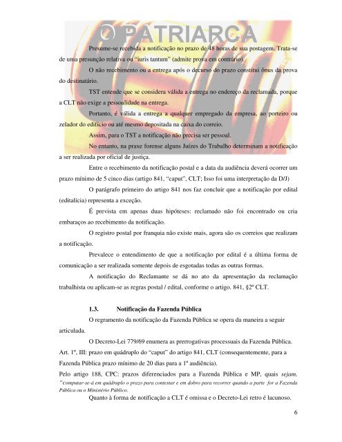 Título: Atos, Termos e Prazos Processuais Trabalhistas - Unipac