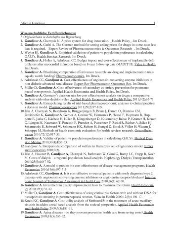 Afschin Gandjour 1 Wissenschaftliche VerÃ¶ffentlichungen I ...
