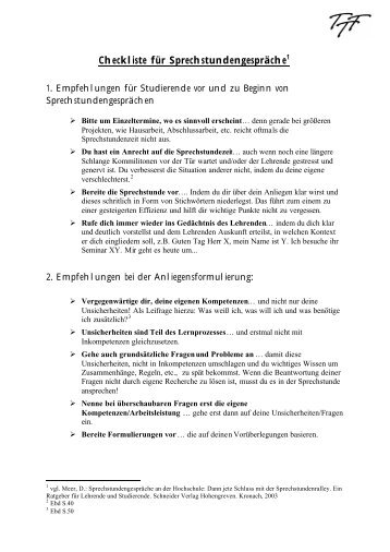 Chekliste für Sprechstundengespräche