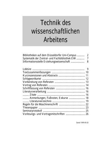 Technik des wissenschaftlichen Arbeitens - Heinrich-Heine ...