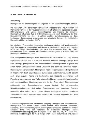 MENINGITIS, HIRNABSZESS UND INTRAKRANIELLE EMPYEME 1 ...