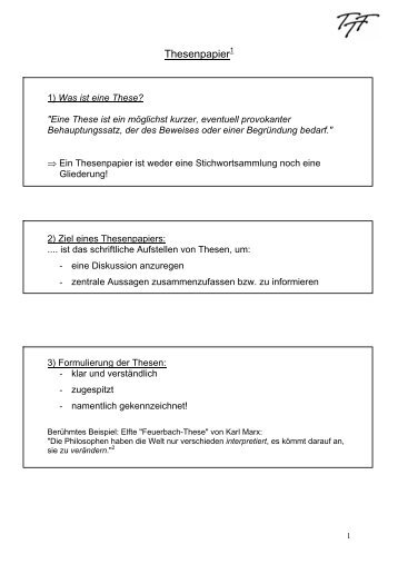 Thesenpapier- Einführung