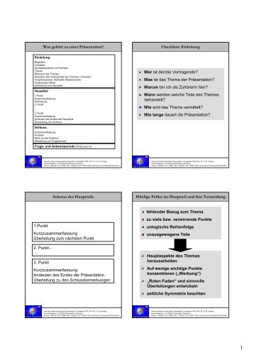 Was gehört zu einer Präsentation? Checkliste Einleitung Wer ist der ...