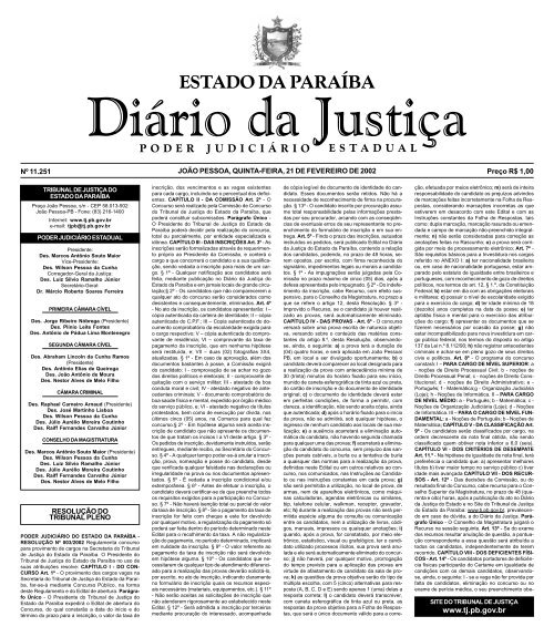 Diário da Justiça - Tribunal de Justiça da Paraíba