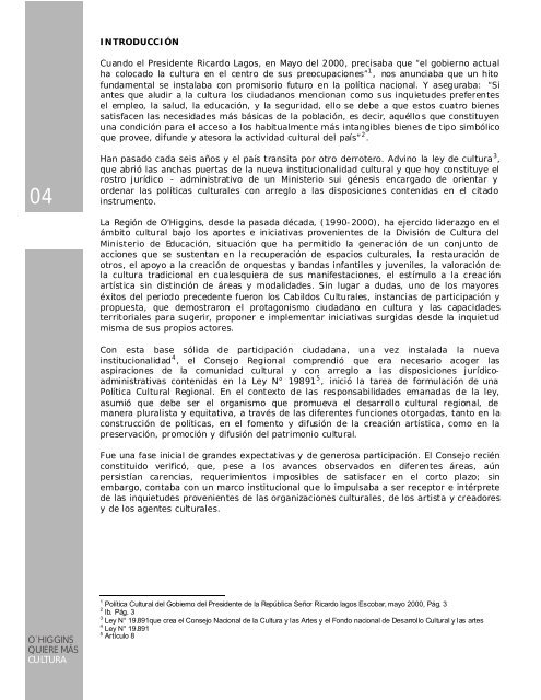 O'Higgins 2005-2010 - Consejo Nacional de la Cultura y las Artes