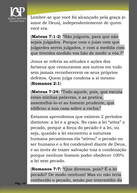 Fundamentos para uma Nova Vida O Poder da Graça - IB Pampulha