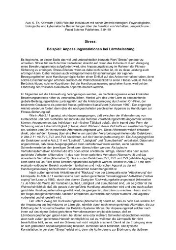 Stress. Beispiel: Anpassungsreaktionen bei Lärmbelastung