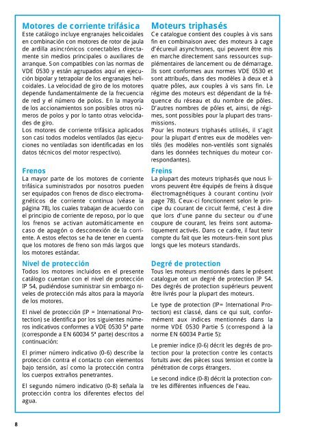 Datos técnicos del engranaje / Données techniques de la transmission