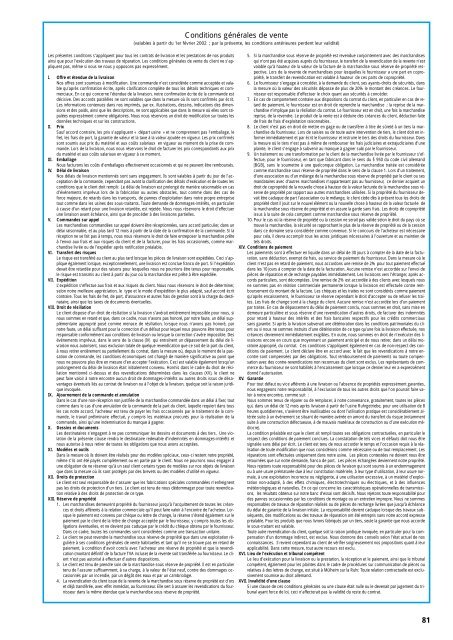 Datos técnicos del engranaje / Données techniques de la transmission