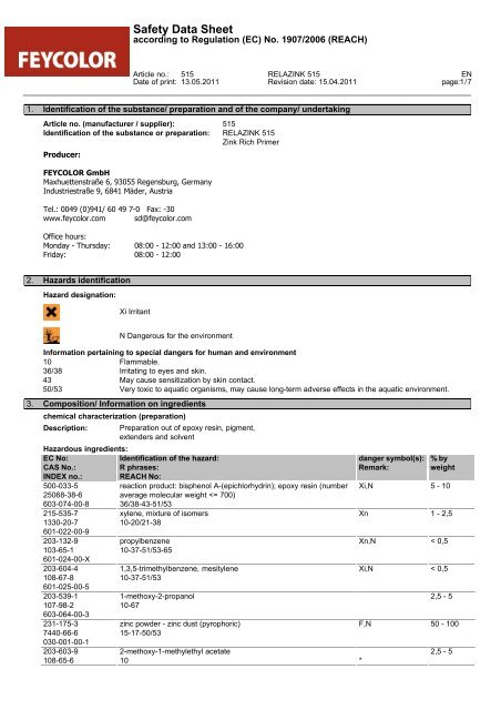 Safety Data Sheet - Feycolor Gmbh