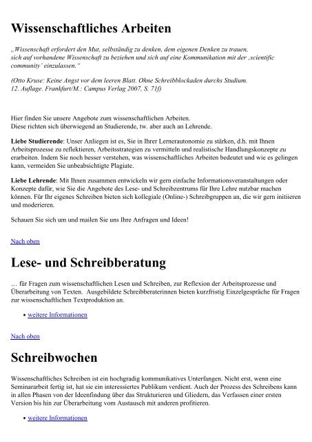 Wissenschaftliches Arbeiten Lese- und Schreibberatung ...