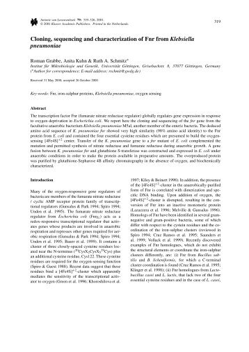 Cloning, sequencing and characterization of Fnr ... - Ingentaconnect