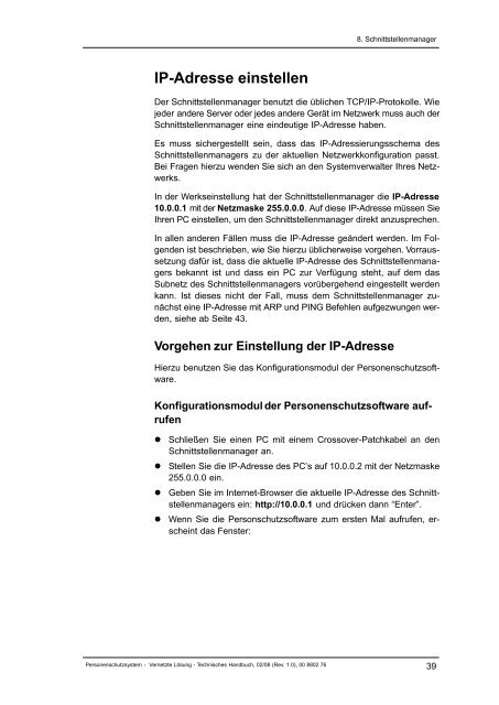 Personenschutzsystem Techniker-Handbuch ... - Tunstall GmbH