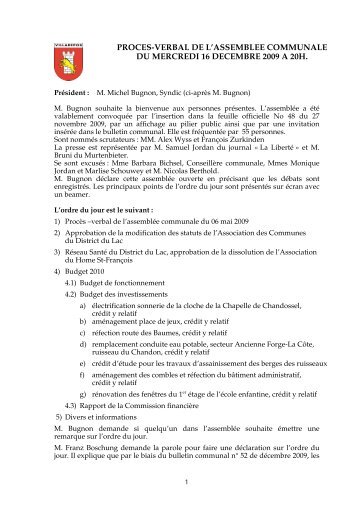 PROCES-VERBAL DE L'ASSEMBLEE COMMUNALE DU - Villarepos