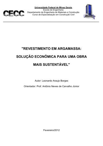 revestimento em argamassa: solução econômica ... - CECC - UFMG