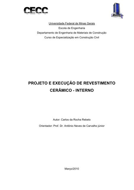 projeto e execução de revestimento cerâmico ... - CECC - UFMG