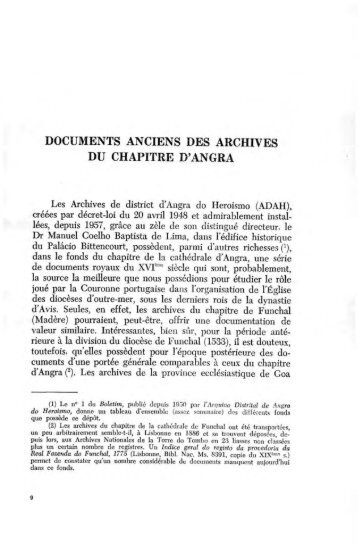 DOCUMENTS ANCIENS DES ARCHIVES DU CHAPITRE D'ANGRA