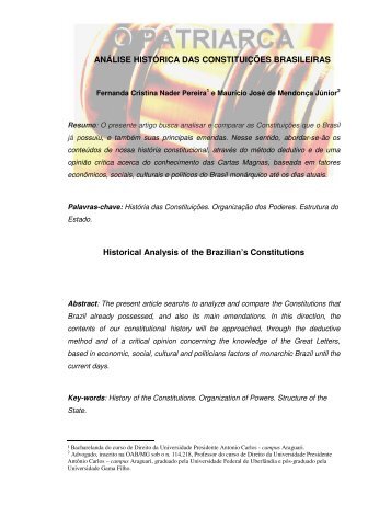 ANÁLISE HISTÓRICA DAS CONSTITUIÇÕES ... - Unipac