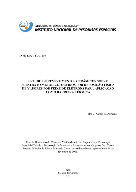 Estudo de revestimentos cerâmicos sobre substrato metálico obtido