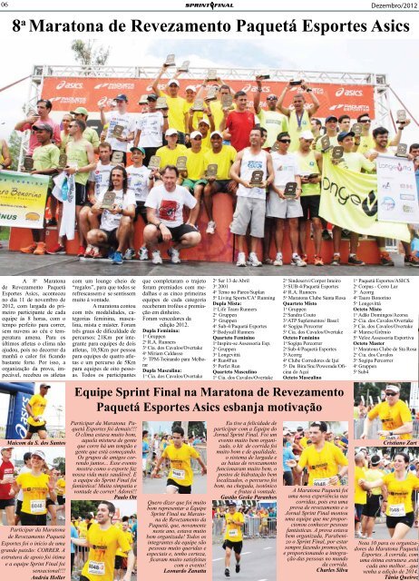 8a Maratona de Revezamento Paquetá - Jornal Sprint Final