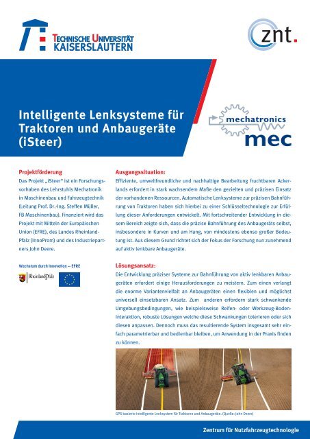 Intelligente Lenksysteme für Traktoren und Anbaugeräte (iSteer)