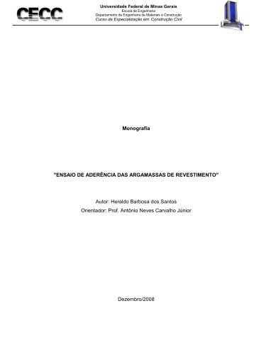 Monografia "ENSAIO DE ADERÊNCIA DAS ... - CECC - UFMG