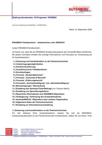 Abteilung Internationales â¢ EU-Programme â¢ ERASMUS - Johannes ...