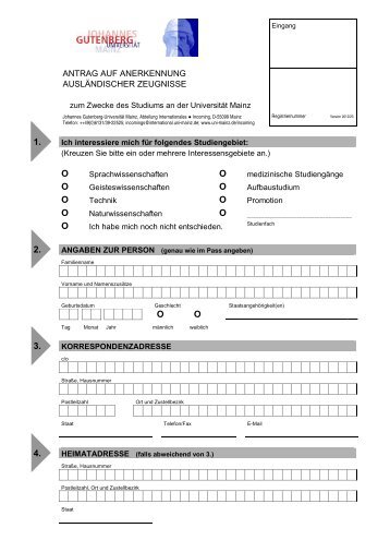 Anerkennungsantrag für ausländische Vorbildungsnachweise (63 KB)