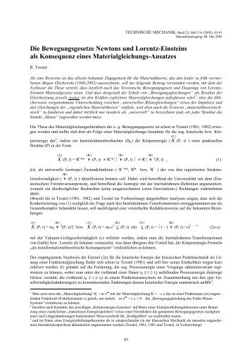 Die Bewegungsgesetze Newtons und Lorentz-Einsteins als ...