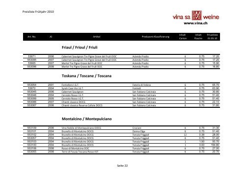 Weinangebot für Geniesser - Vina Weine