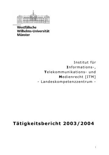 Tätigkeitsbericht 2003/2004 - Universität Münster