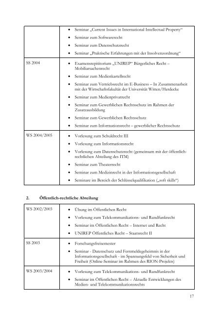 Tätigkeitsbericht 2003/2004 - Universität Münster