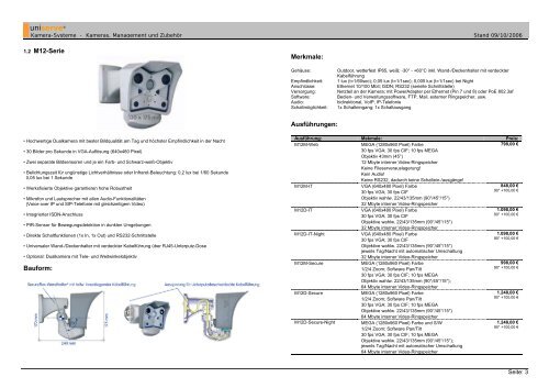 Produktkatalog / Preisliste Netzwerk-Kameras und ... - uniserve GmbH