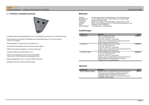 Produktkatalog / Preisliste Netzwerk-Kameras und ... - uniserve GmbH