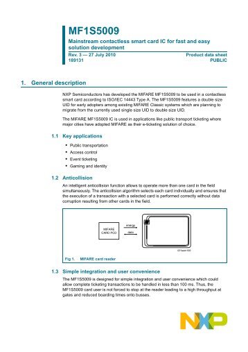 MF1S5009 Mainstream contactless smart card IC for ... - United Access