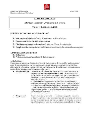 Información Asimétrica Y Transferencia de Precios