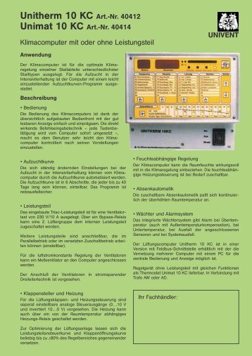 Unitherm 10 KC Art.-Nr. 40412  - UNIVENT Ventilatoren