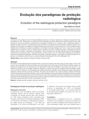 Evolução dos paradigmas de proteção radiológica - Associação ...