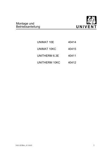 Unitherm 10 KC - UNIVENT Ventilatoren