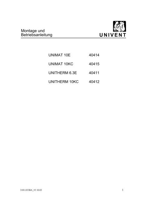Unitherm 10 Kc Univent Ventilatoren