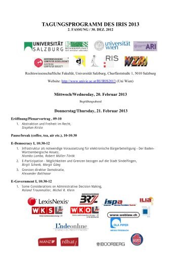 TAGUNGSPROGRAMM DES IRIS 2013 - Universität Wien