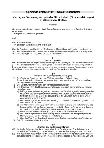 Mustervertrag - Gemeinde Unterdietfurt