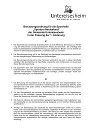 Benutzungsordnung Sportura Neckarland - Gemeinde Untereisesheim