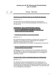 Auszug aus der 58. Sitzung des Gemeinderates vom 13.12.2012
