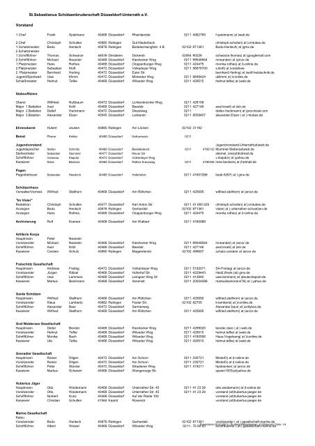 Adressenverzeichnis - Sankt Sebastianus Schützenbruderschaft ...