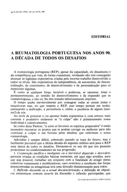 1989 Volume XIV, 4, 4º Trimestre - Acta Reumatológica Portuguesa ...