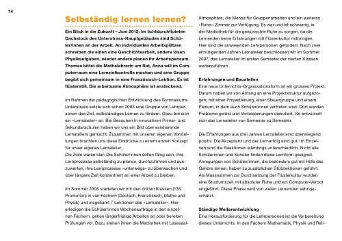 Jahresbericht 2007/2008 - Unterstrass.edu