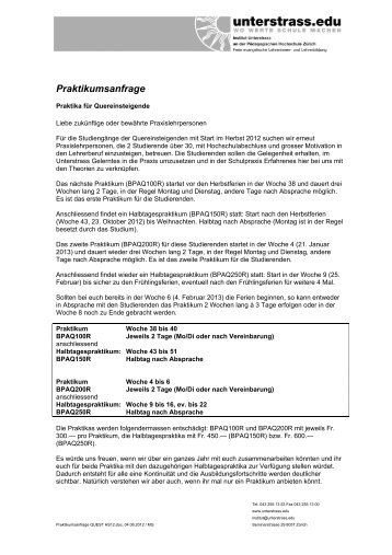 Praktikumsanfrage QUEST HS12 - Unterstrass.edu